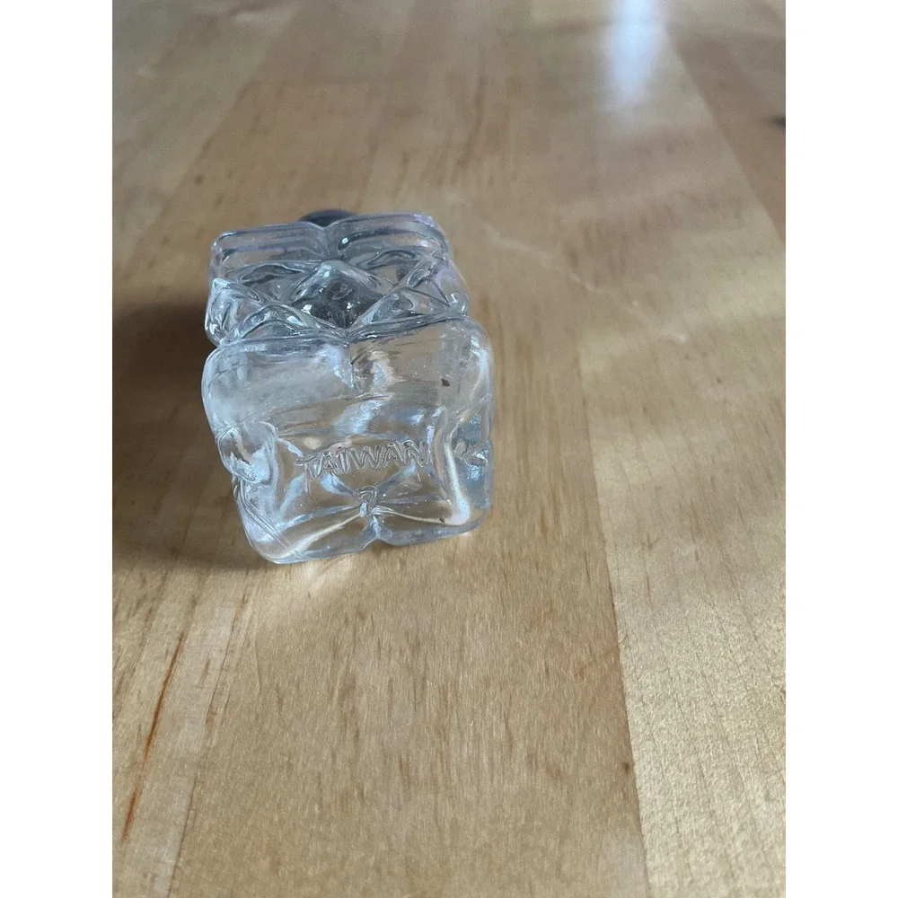 Vintage Miniature Glass Salt Shaker Diamond Cut Pattern Chrome Top Taiwan 1.75in